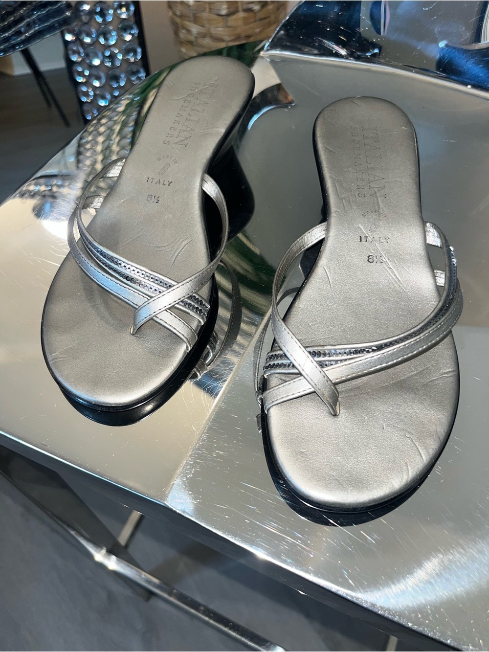 Italian Shoemakers Aleena Women's Flip Flop Sandal - Metallic  Made in Italy